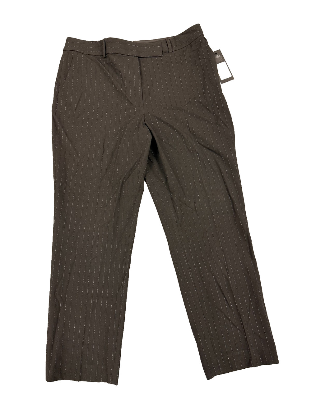 Karl Lagerfeld Paris Dress Pants Womens 12 Black Sparkle Pinstripe Straight NWT